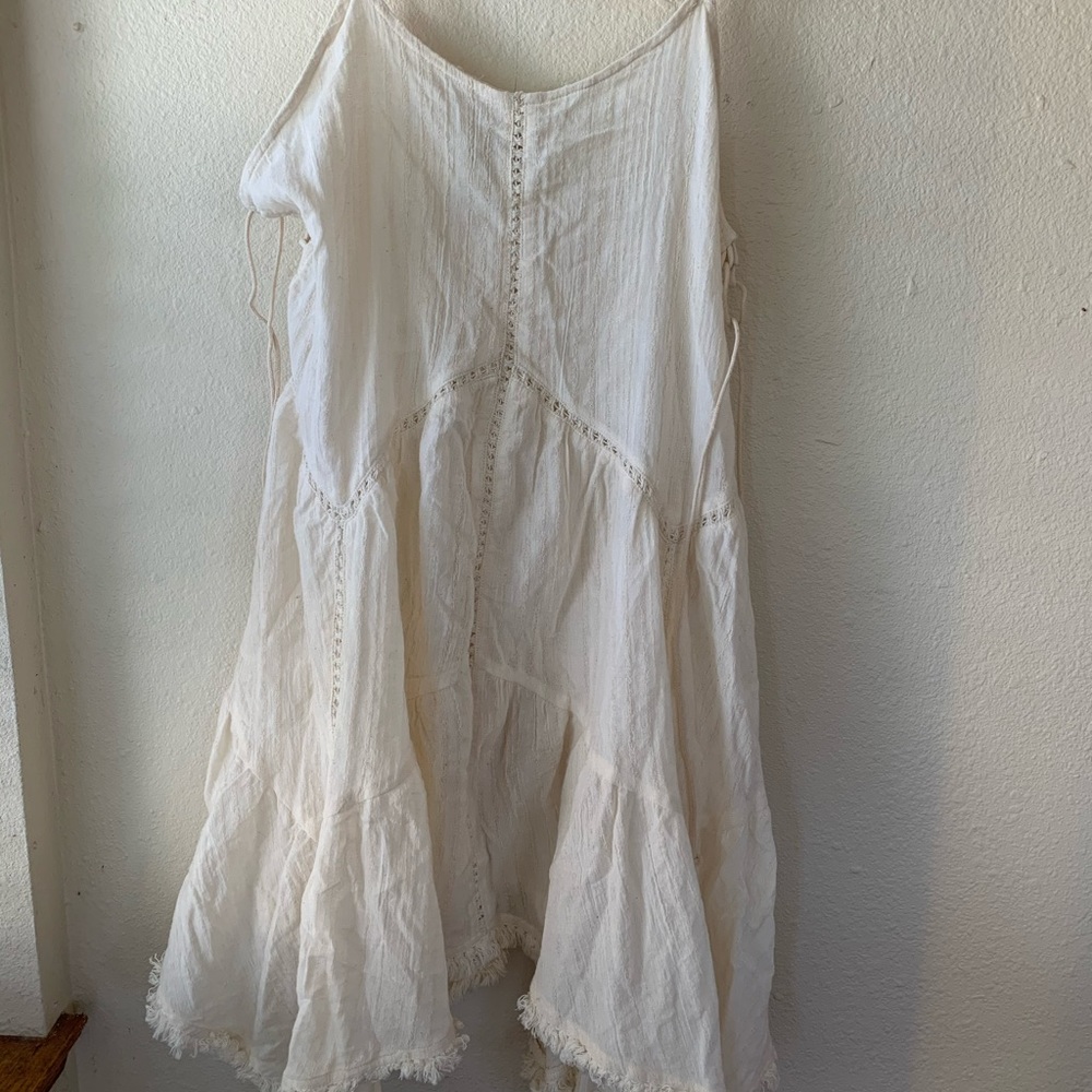 Moon river cream lace up bohemian dress medium